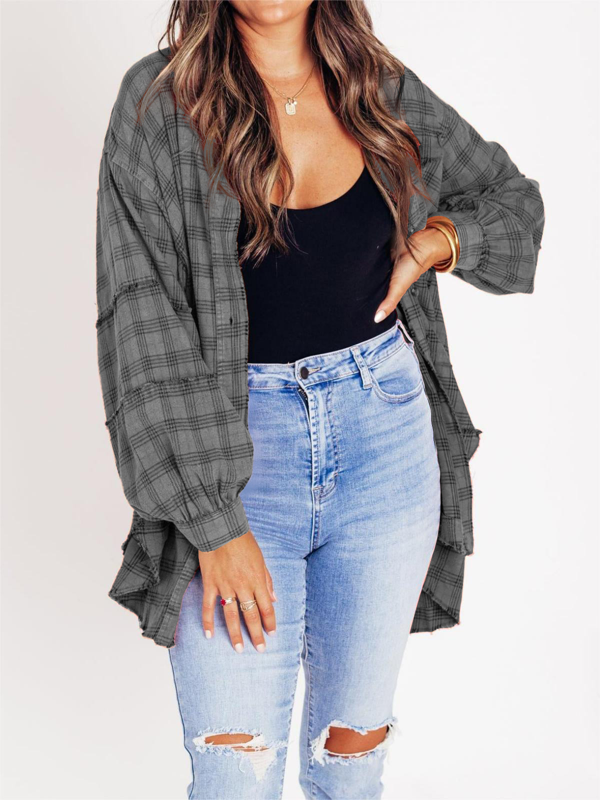 ð¥50% OFF & Free Shippingð¥ðWomen's Mineral Washed Button Down Plaid Shirt