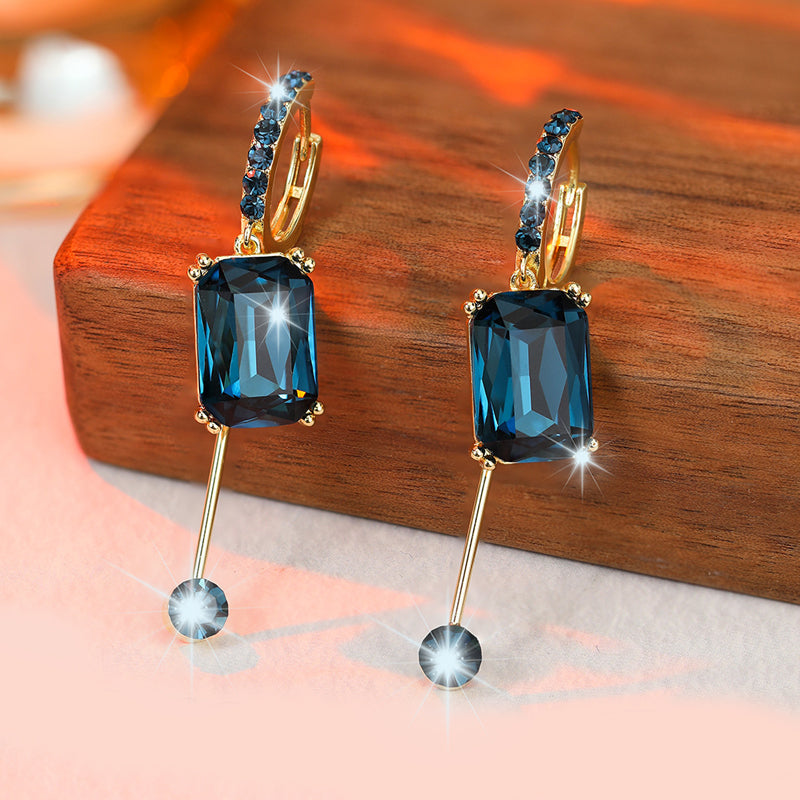 🔥2026 New Arrival & Hot Sale🔥 Vintage Synthetic Diamond Drop Earrings – Clip-On, Elegant Dangle ✨