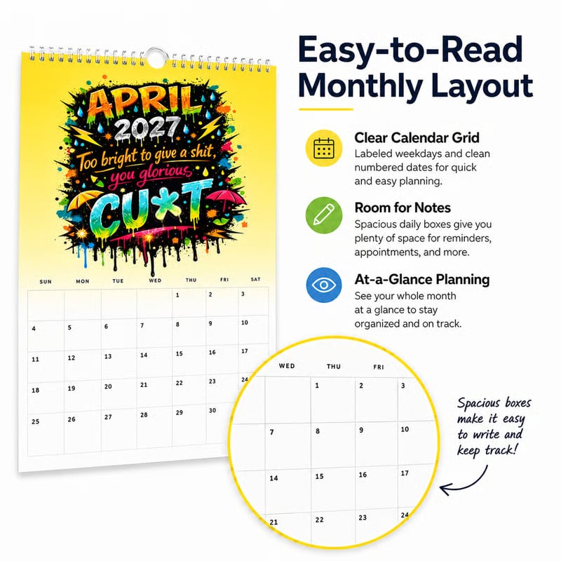 ๐ฅEarly Bird Sale โ 50% OFF๐2027 Year of the Cunt Wall Calendar โ Bold Graffiti Humor Calendar๐๐