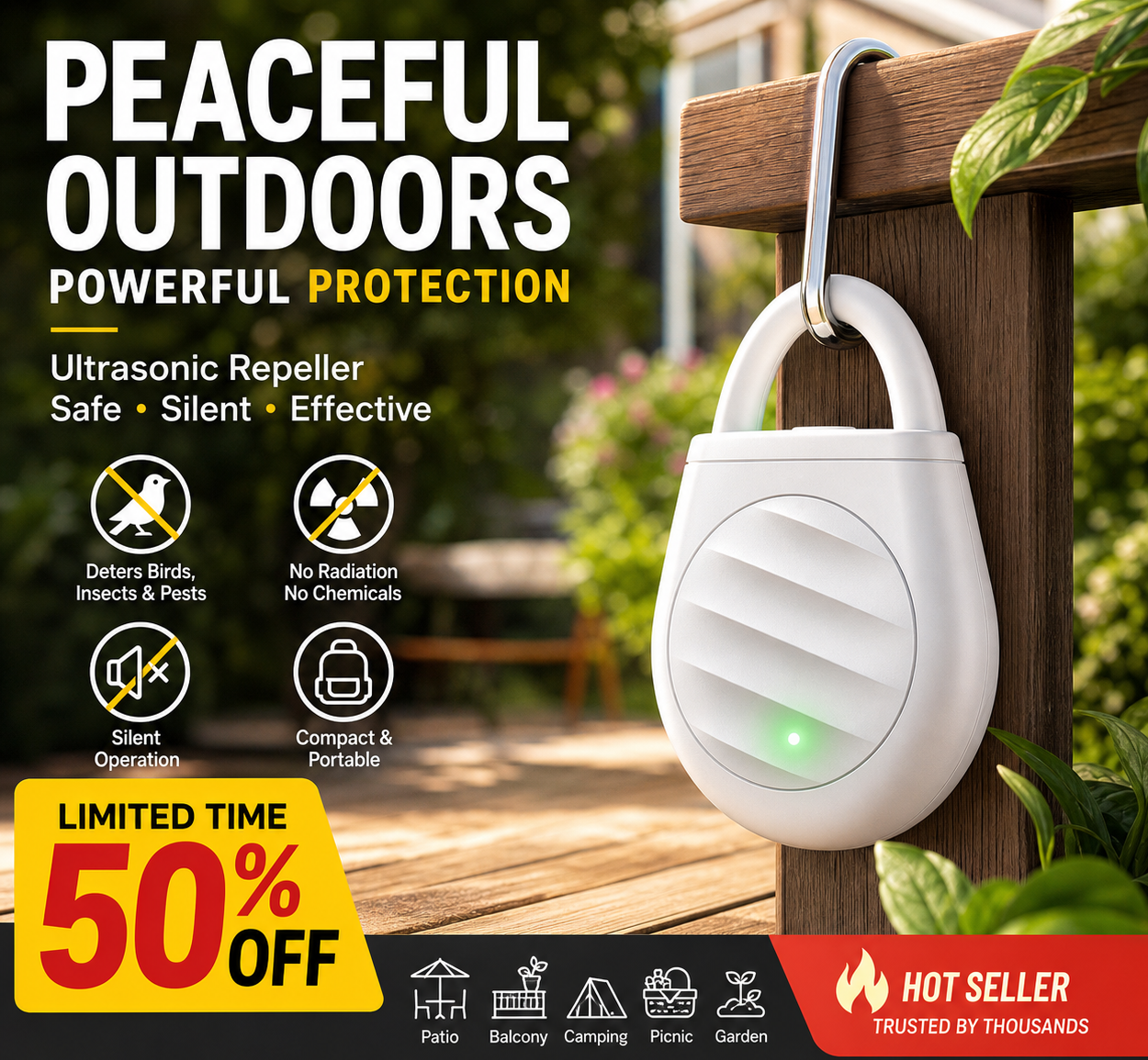 🔥Limited time offer Buy 3 get 2 free！🐦No more trouble from birds, beasts and locusts！Portable Ultrasonic Bird Repellent Keychain