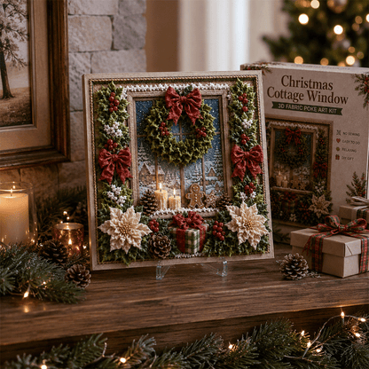 🎁 3D Christmas Fabric Poke Art Kit🎄 Handmade Fabric Poke Art Kit🎅 Vintage Holiday Handmade Decoration, DIY Christmas Craft Kit for Adults & Beginner
