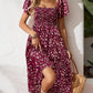 🌈2026 Summer Hot Sale ✨Square Neck Floral Midi Dress – Smocked Bodice, Flowy Tiered Skirt, Romantic 🌸