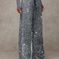💖LAST DAY SALE 65% OFF💃Women's Sequin Sparkle Wide Leg Pants with Elastic Waistband
