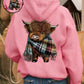 🎁Cute Highland Cow Cozy Fleece-Lined Hooded Sweatshirt🦬✨Perfect Gift for Her!
