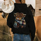 🎁Cute Highland Cow Cozy Fleece-Lined Hooded Sweatshirt🦬✨Perfect Gift for Her!