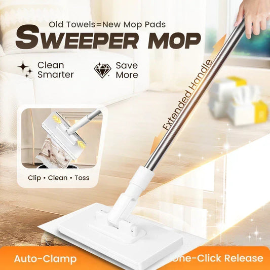⏳LAST DAY SALE ONLY ￡8.99!!🔥Extendable Telescopic Disposable Flat Clip Mop, 360° Swivel Lightweight Floor Mop