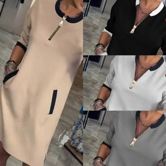 🌟 60% Off! Trendy V-Neck 3/4 Sleeve Dress with pockets—perfect for any occasion🌟