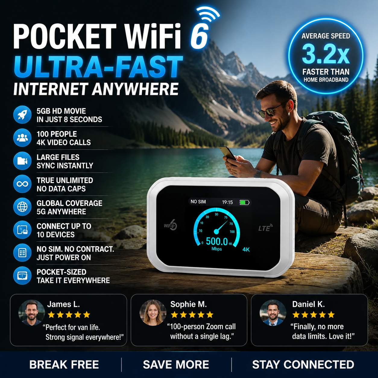 🏆LAST DAY SALE ONLY ￡19.99!🔥Airo™ Pocket Wi-Fi Hotspot – Full 4G/LTE Coverage 🌍 | Connects 10 Devices | All-Day Battery | Military-Grade Security 🔒 | UK & EU Ready!