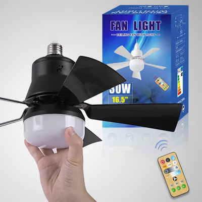 2-in-1 Portable Ceiling Fan & Light With Remote Control