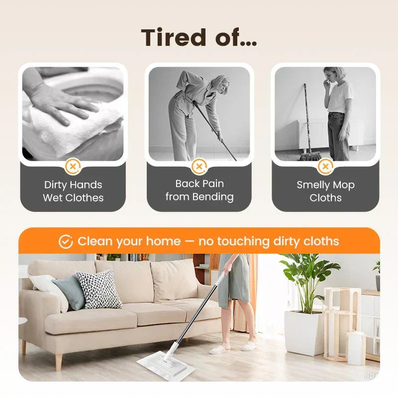 ⏳LAST DAY SALE ONLY ￡8.99!!🔥Extendable Telescopic Disposable Flat Clip Mop, 360° Swivel Lightweight Floor Mop