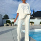 ⏳Limited offer70% OFF ⏰Casual two-piece set for women, plain top and loose trousers