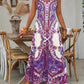 ⏳LAST DAY SALE: ONLY ￡12.99!!🎁Women’s Retro Print V-Neck Sleeveless Maxi Dress