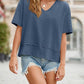 💥2026 Hot Sale 49% OFF👚Women's Half Sleeve V-Neck Top with Patchwork Hem