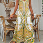 ⏳LAST DAY SALE: ONLY ￡12.99!!🎁Women’s Retro Print V-Neck Sleeveless Maxi Dress