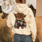 🎁Cute Highland Cow Cozy Fleece-Lined Hooded Sweatshirt🦬✨Perfect Gift for Her!