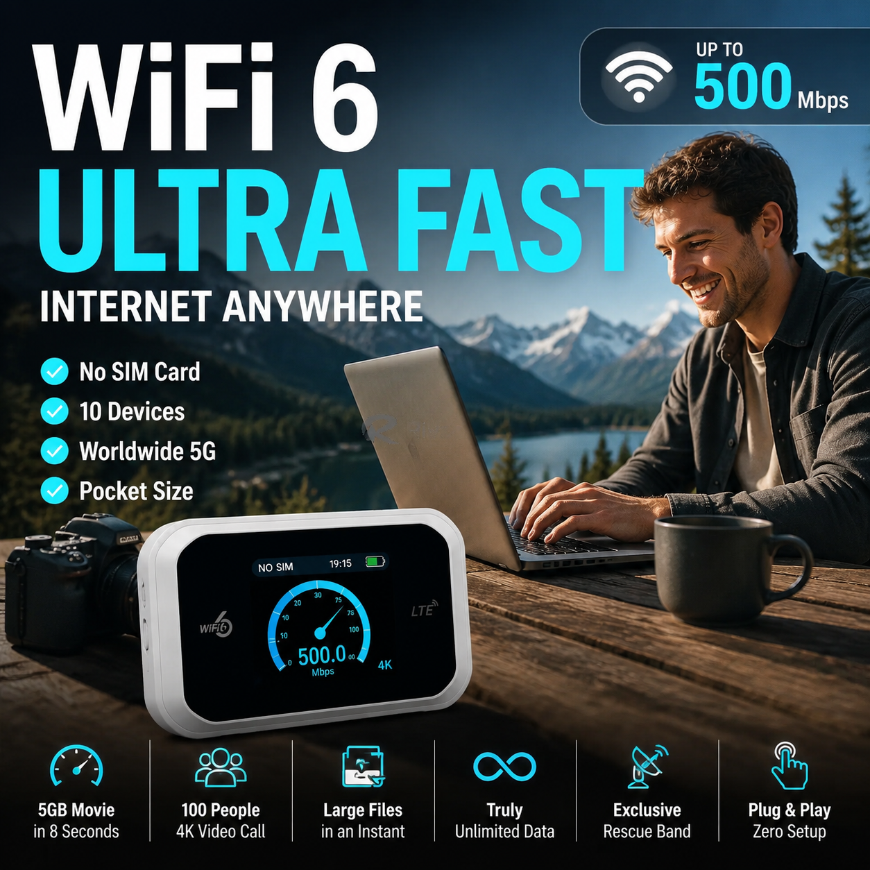 🏆LAST DAY SALE ONLY ￡19.99!🔥Airo™ Pocket Wi-Fi Hotspot – Full 4G/LTE Coverage 🌍 | Connects 10 Devices | All-Day Battery | Military-Grade Security 🔒 | UK & EU Ready!