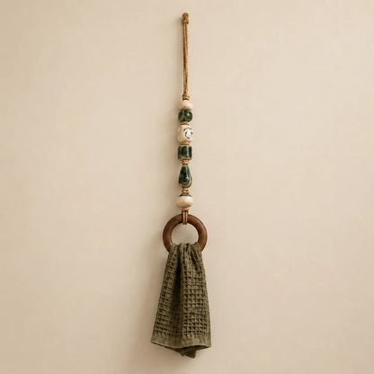 🏡Decorative Beaded Towel Hanger with Wooden Ring