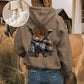 🎁Cute Highland Cow Cozy Fleece-Lined Hooded Sweatshirt🦬✨Perfect Gift for Her!