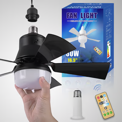 2-in-1 Portable Ceiling Fan & Light With Remote Control
