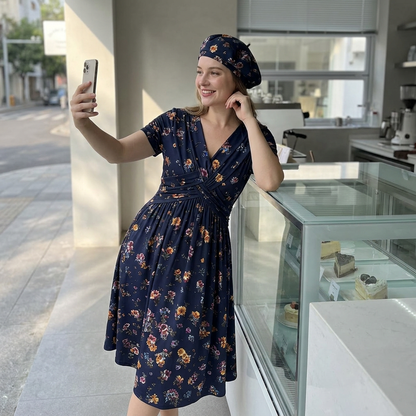 😍2026 NEW SALE-50% OFF😍Women's V-Neck Floral Print Dress with Twist Waist