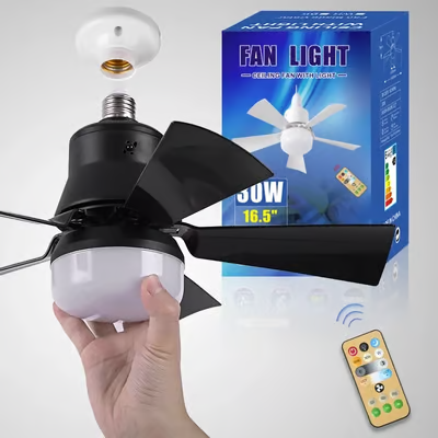 2-in-1 Portable Ceiling Fan & Light With Remote Control