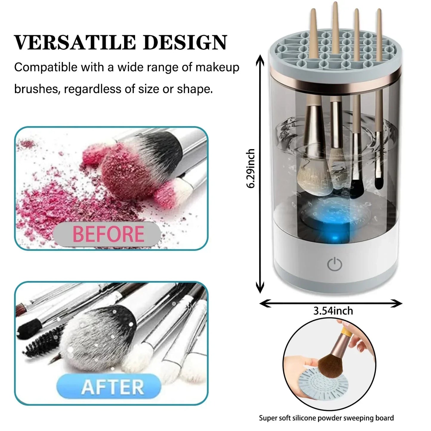 💖 60% OFF! ✨ AUTOMATIC MAKEUP BRUSH CLEANER - Deep Cleaning in 3 Minutes, Compact & Portable for Travel, USB Charging with Quiet Operation 🌸🚿