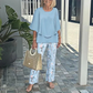 🌞Summer Sale 50% OFF🥰Women’s Casual Round Neck Half Sleeve Top Printed Pants Two Piece Set