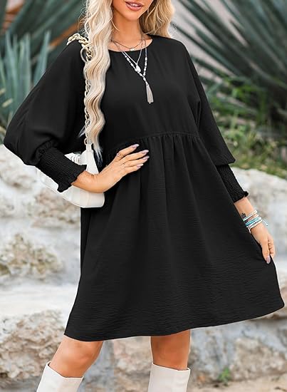 🌷Summer Hot Sale 50% Off💕Round Neck Dress with 3/4 Sleeves