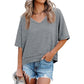 💥2026 Hot Sale 49% OFF👚Women's Half Sleeve V-Neck Top with Patchwork Hem