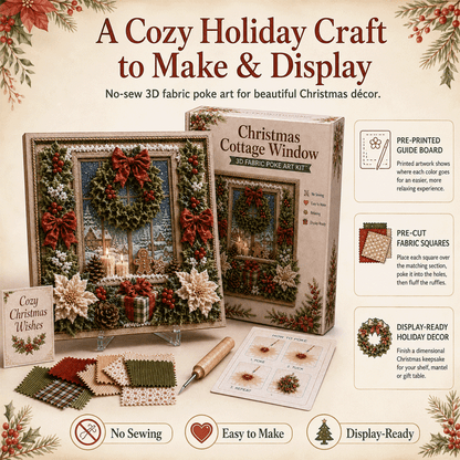 🎁 3D Christmas Fabric Poke Art Kit🎄 Handmade Fabric Poke Art Kit🎅 Vintage Holiday Handmade Decoration, DIY Christmas Craft Kit for Adults & Beginner