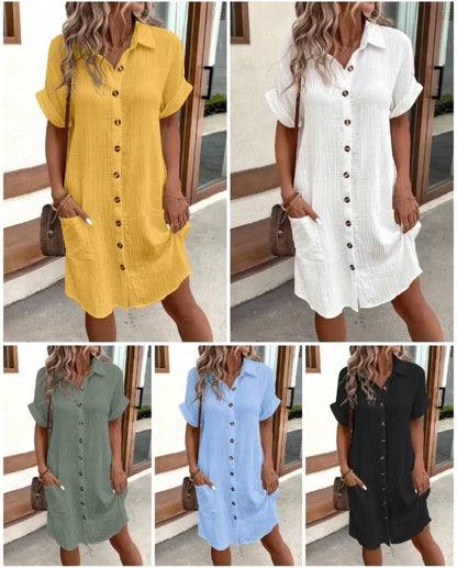 ✨Women’s Summer Midi Dress – Breezy, Flattering & Effortlessly Chic! Lightweight Button-Down with Pockets 🇬🇧☀️