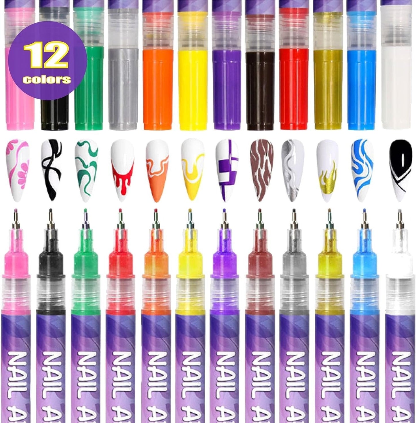 ⏰LAST WEEK SPECIAL PRICE: ￡9.99!!⏳12 Colors Nail Art Pens Set🎨💅