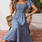 🌈2026 Summer Hot Sale ✨Square Neck Floral Midi Dress – Smocked Bodice, Flowy Tiered Skirt, Romantic 🌸