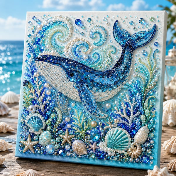 🌊LAST DAY SALE: Only £9.99🌊✨ Ocean Theme Pearl Art DIY Kit – Relaxing DIY Craft to Create Stunning Coastal Artwork