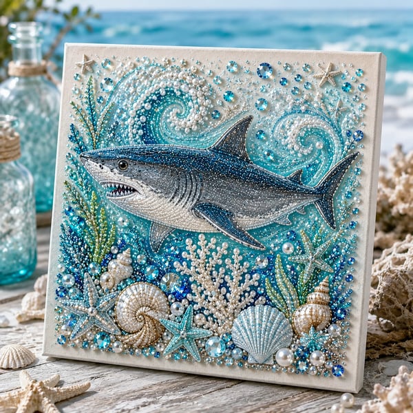 🌊LAST DAY SALE: Only £9.99🌊✨ Ocean Theme Pearl Art DIY Kit – Relaxing DIY Craft to Create Stunning Coastal Artwork