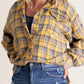 🔥50% OFF & Free Shipping🔥🏆Women's Mineral Washed Button Down Plaid Shirt