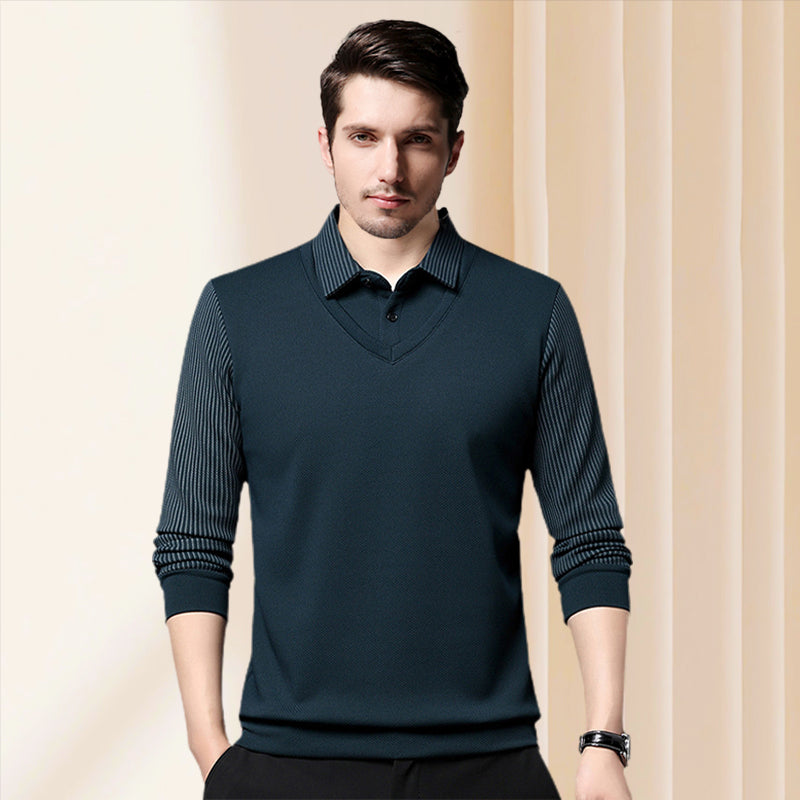 🎁 Hot Sale 49% OFF 🔥Striped Lapel Fake Two-Piece Shirt
