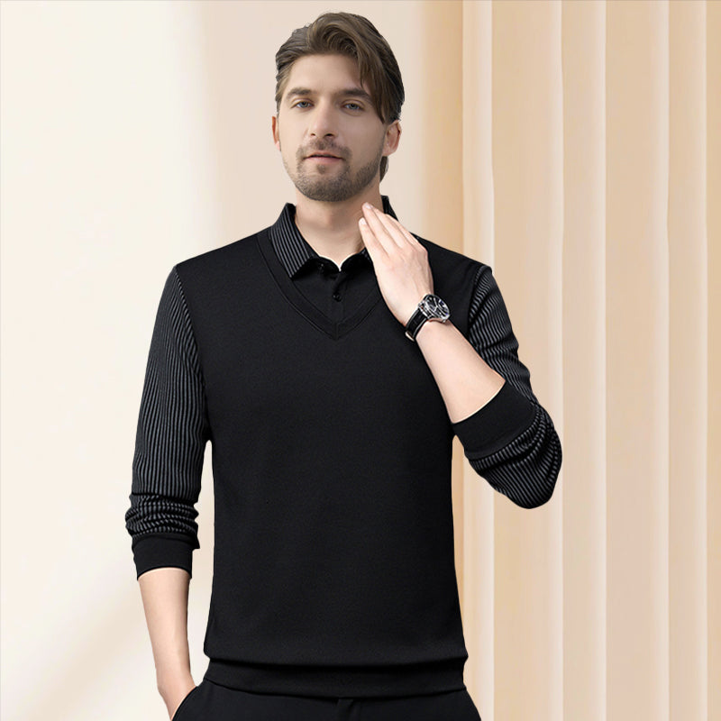🎁 Hot Sale 49% OFF 🔥Striped Lapel Fake Two-Piece Shirt