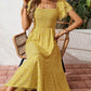 🌈2026 Summer Hot Sale ✨Square Neck Floral Midi Dress – Smocked Bodice, Flowy Tiered Skirt, Romantic 🌸