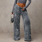 💖LAST DAY SALE 65% OFF💃Women's Sequin Sparkle Wide Leg Pants with Elastic Waistband