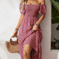 🌈2026 Summer Hot Sale ✨Square Neck Floral Midi Dress – Smocked Bodice, Flowy Tiered Skirt, Romantic 🌸