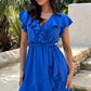 🩷Summer Hot Sale 60% OFF☀️Women's Elegant Waist Tie V-Neck Ruffle Dress