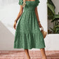 🌈2026 Summer Hot Sale ✨Square Neck Floral Midi Dress – Smocked Bodice, Flowy Tiered Skirt, Romantic 🌸