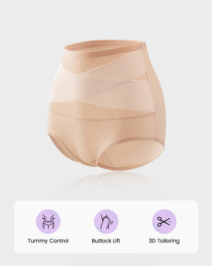 🌸 Last Day Special Price £9.99 ! 🔥Buy 1 Get 1 Free🎁Plus-Size High-Waist Cross Tummy Control Panties