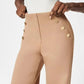 👖Three Lengths Available🍂High Stretch Tummy Control Button Wide Leg Trousers