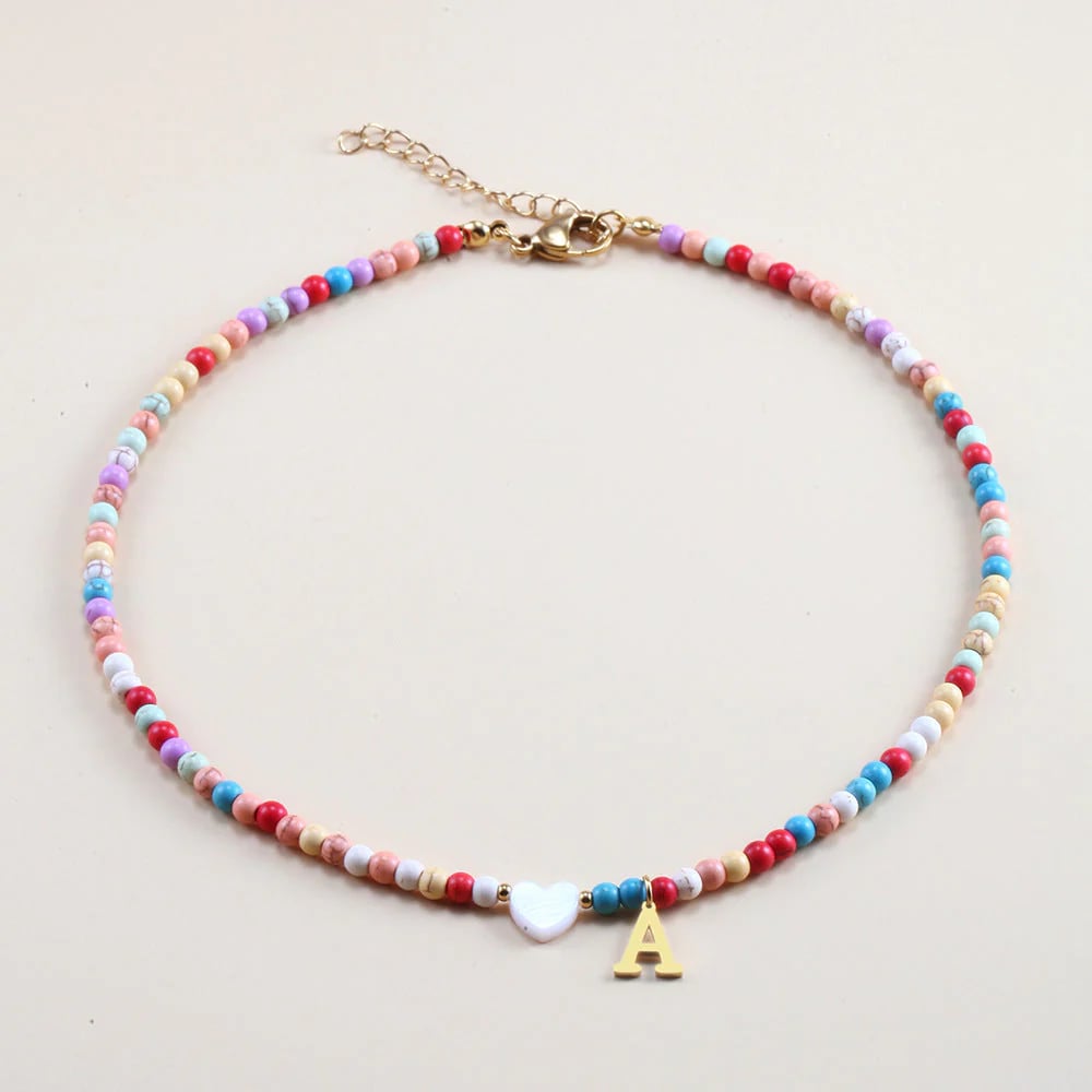 🔥Hot Sale 49% OFF - Colourful Beads Initial Choker🎁Buy 2 Only ￡9.99&Free shipping