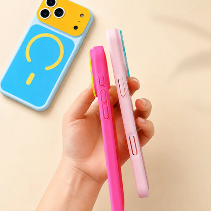 🔥Summer Hot Sale - ONLY ￡8.99!!⚡🌈Dopamine Color Block MagSafe Case – Ultra-Slim Matte Hard PC Cover for iPhone 17 Pro Max