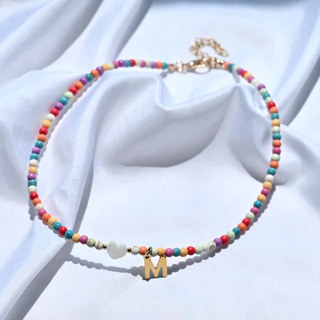 🔥Hot Sale 49% OFF - Colourful Beads Initial Choker🎁Buy 2 Only ￡9.99&Free shipping