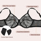 ⏳Brand Weekly Promotion 56% OFF!🖤Women's Mermaid Scales Lace Minimiser Bra Full Cup Wide Side Bands Adjustable Straps