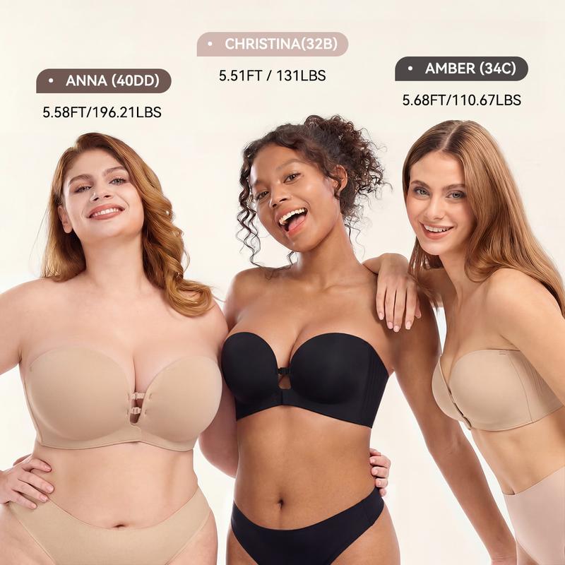 👙Last Day Special Price £9.99🤍Women’s Seamless Front Closure Strapless Bra, Ultra Soft Moisture-Wicking Invisible Everyday Bra